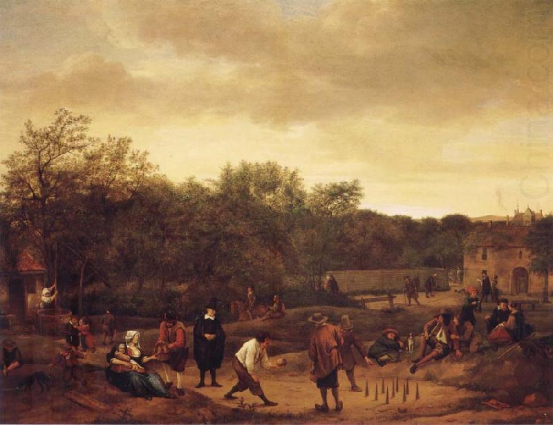 Jan Steen Landscape with skittle playes china oil painting image